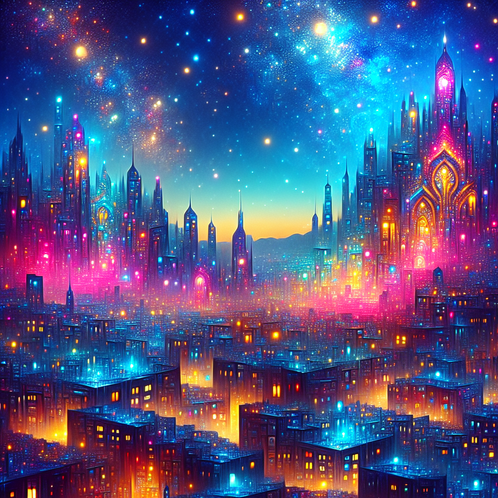 Fantasy Cityscape At Night Paint By Diamonds