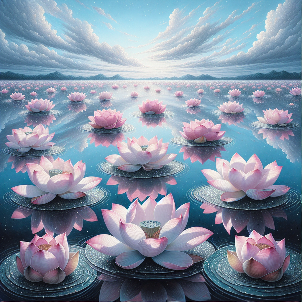 Serene Lotus Lake Paint By Diamond