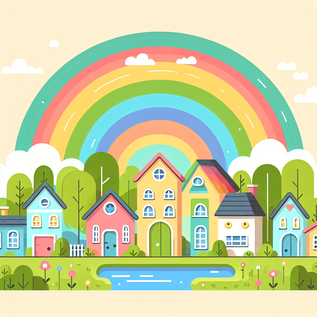 Joyful Rainbow Village Painting By Diamonds Kit