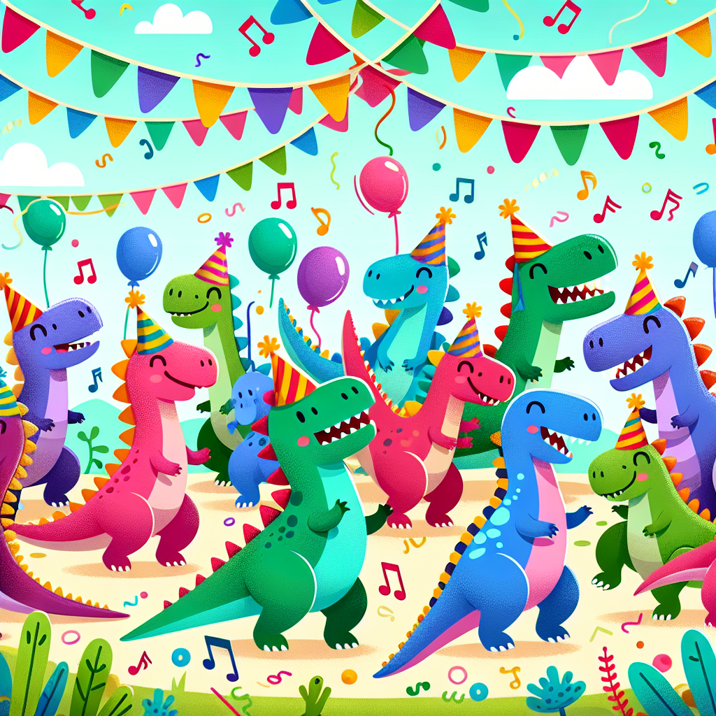 Silly Dino Dance Party Paint By Diamonds Art