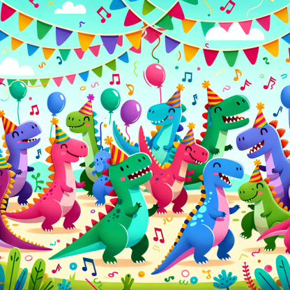 Silly Dino Dance Party Paint By Diamonds Art