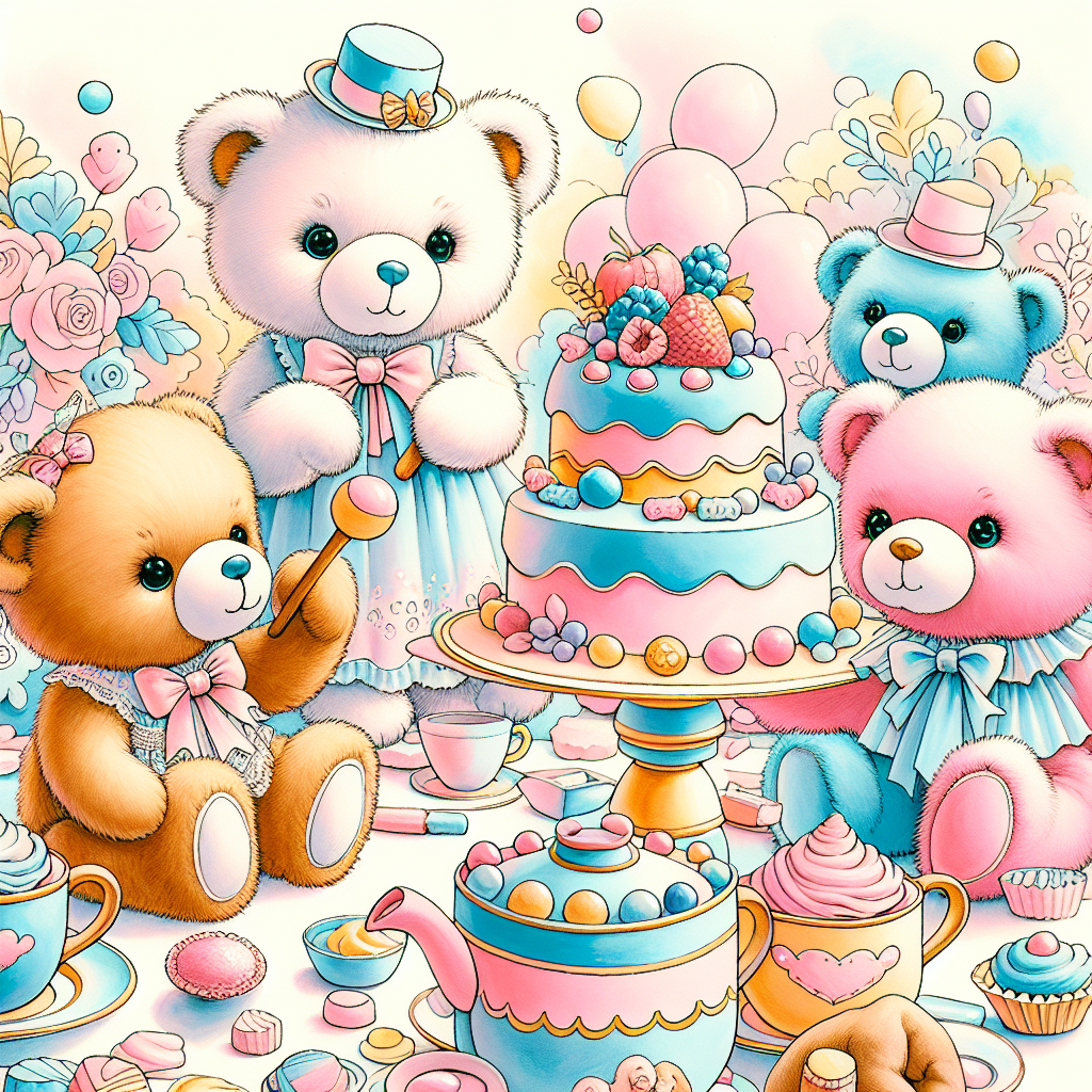 Charming Teddy Bear Tea Party Diamonded Painting Kits