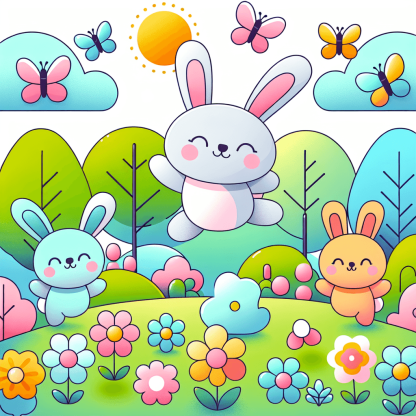 Cuddly Bunny Hop Paint By Diamonds Art