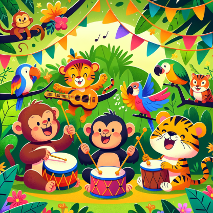 Jubilant Jungle Jam Session Diamond Painting