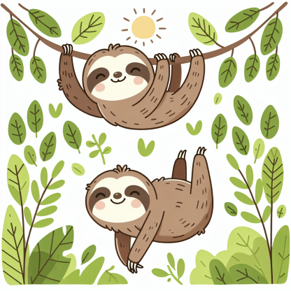 Sunny Sloths Paint By Color