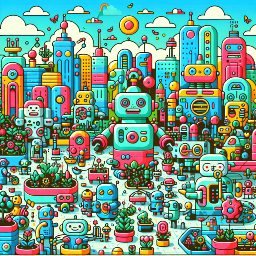 Charming Robot Town Painting Diamond Kit