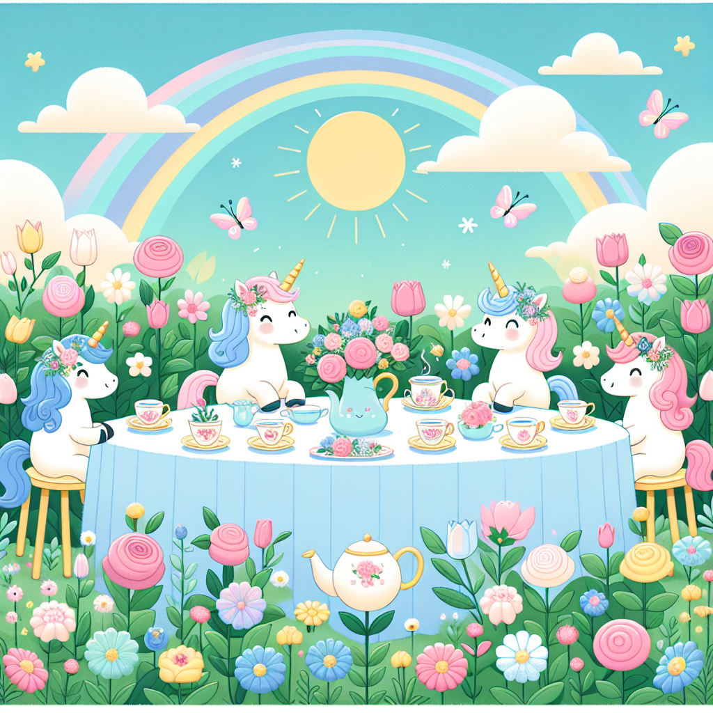 Unicorn Garden Tea Party Painting By Diamonds Kit