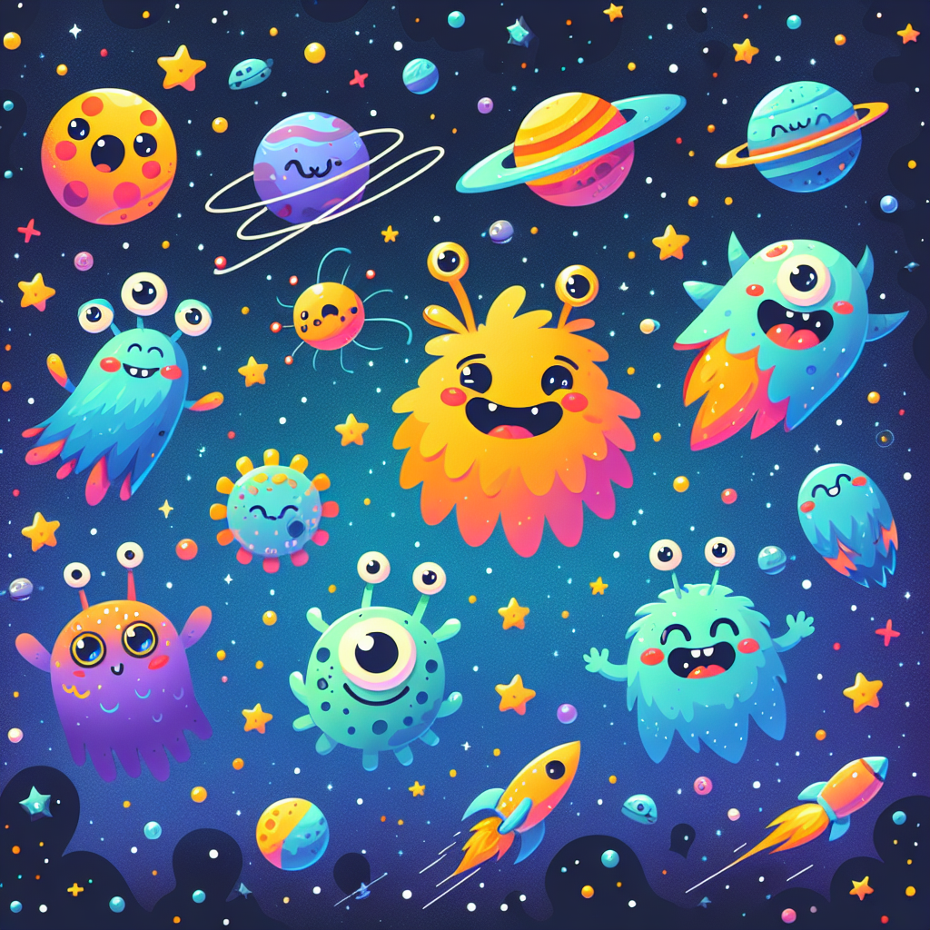 Friendly Monsters In Space Paint By Diamond