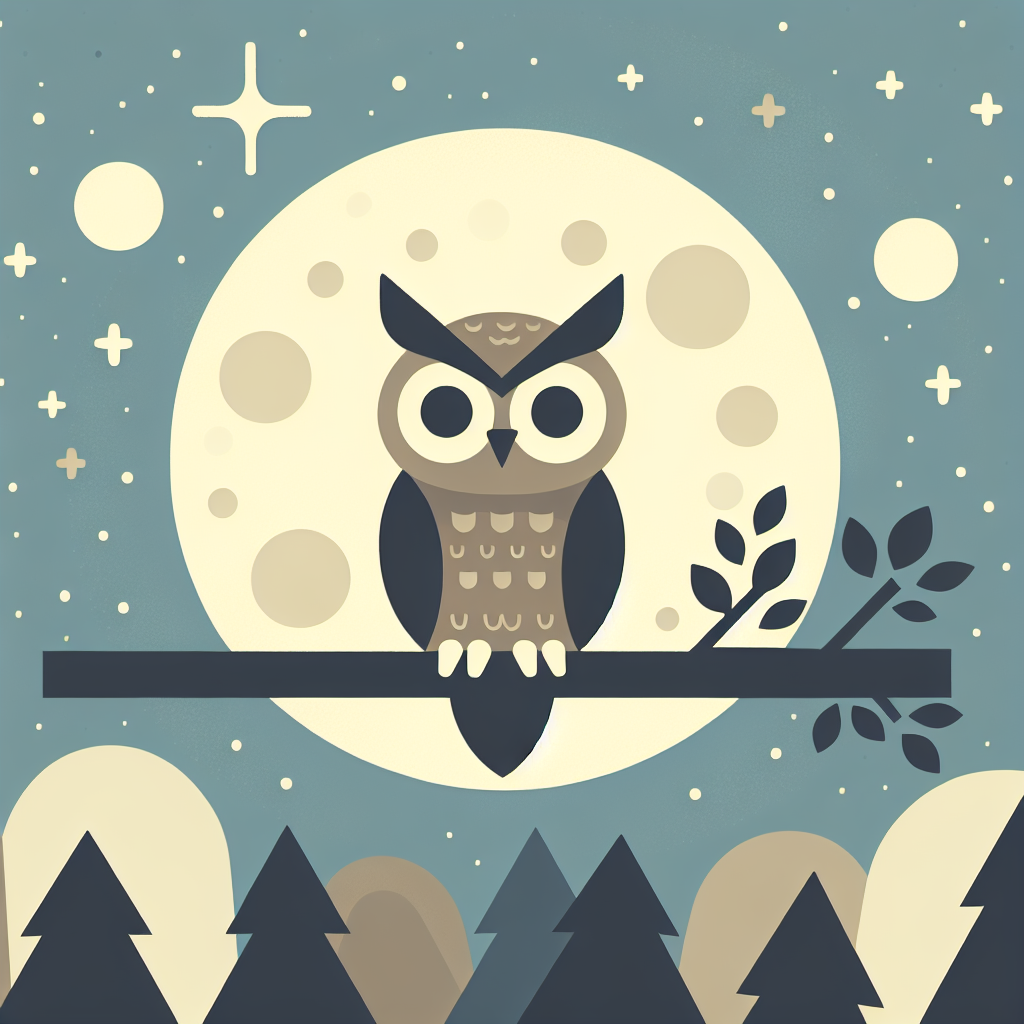 Wise Owl's Midnight Watch Diamond Painting