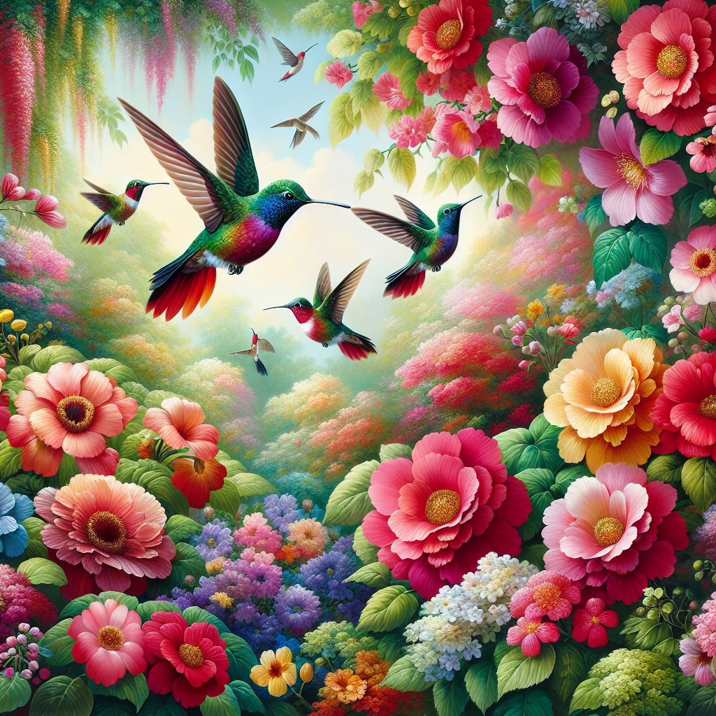 Charming Garden Hummingbirds Diamonded Painting Kits