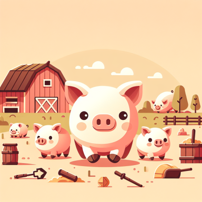 Friendly Farmer Piglets Paint By Diamond