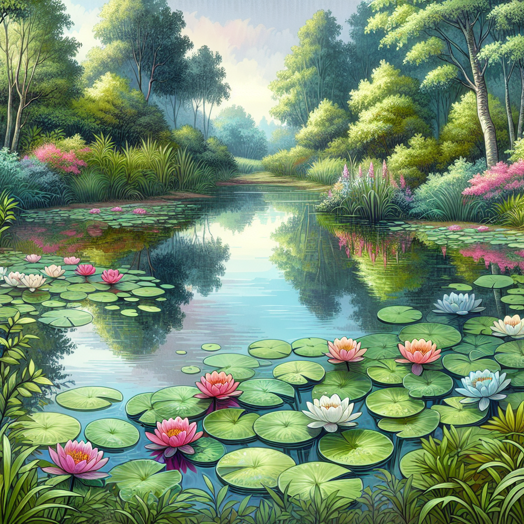 Tranquil Water Lily Pond Painting By Diamonds Kit