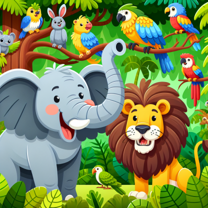 Fun Jungle Animals Paint By Color