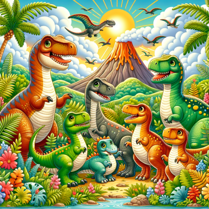 Playful Dinosaur Adventures Diamonded Painting Kits