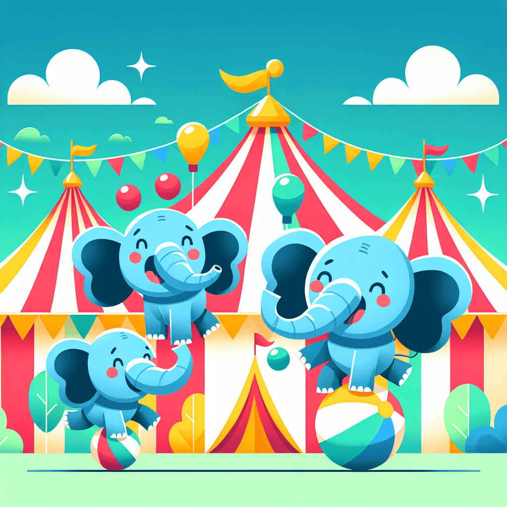 Cheerful Circus Elephants Paint By Color
