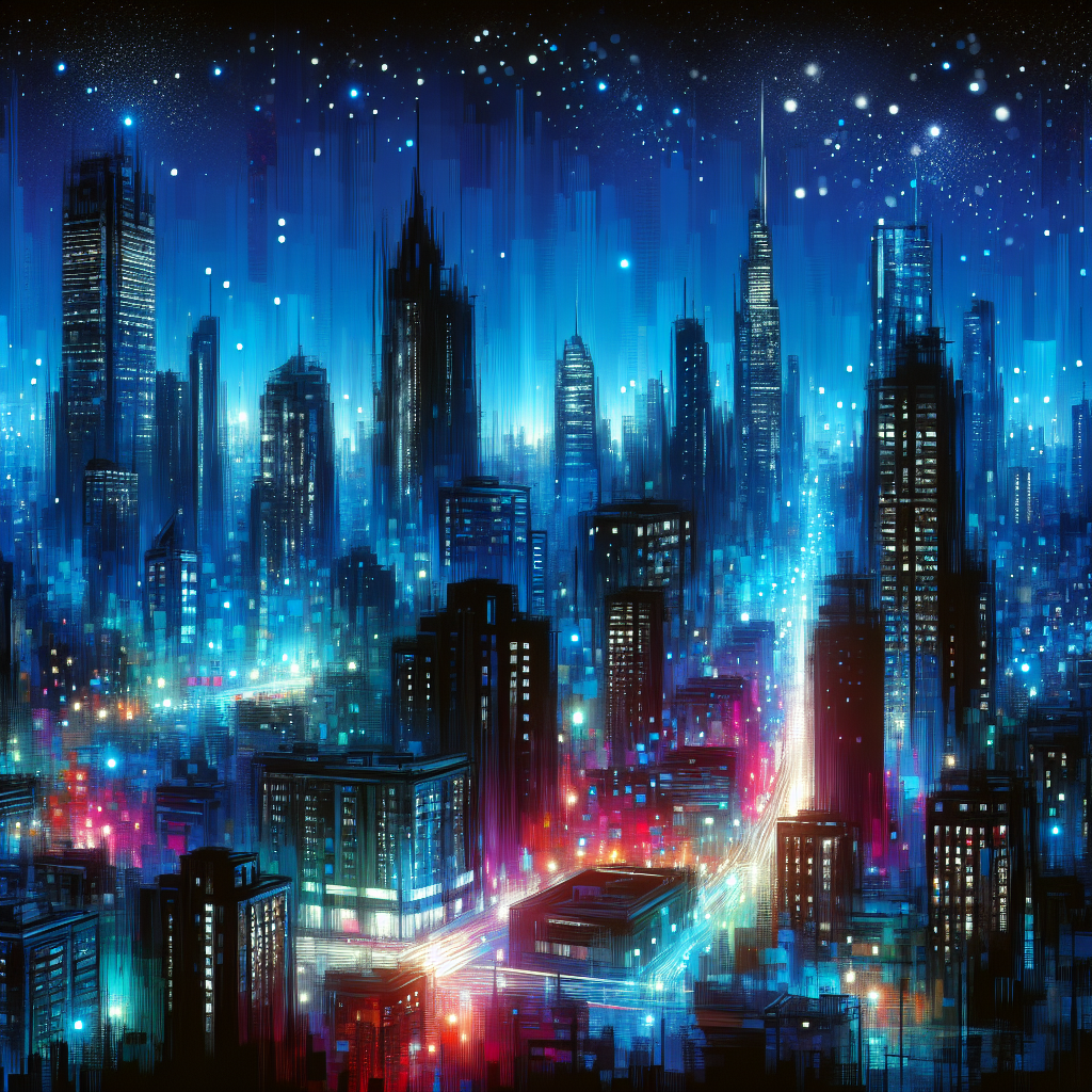 Midnight City Lights Painting By Diamonds Kit