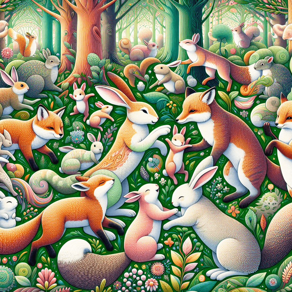 Frolicking Forest Friends Painting By Diamonds Kit