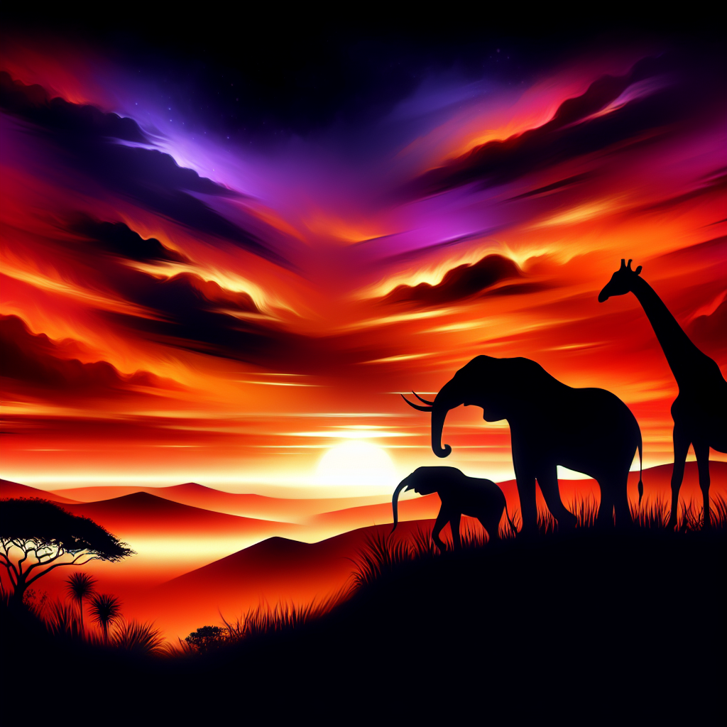 Safari Sunset Silhouettes Paint By Diamonds