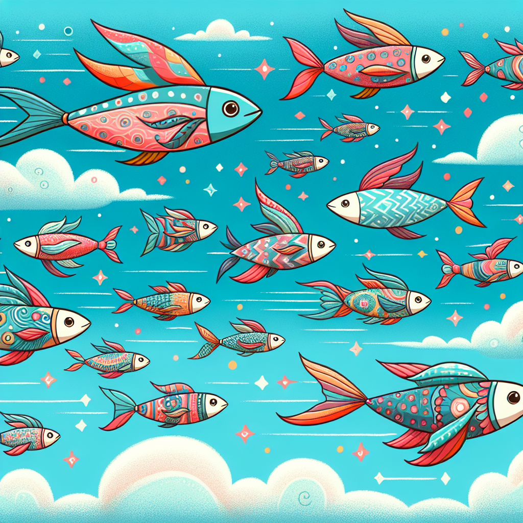 Whimsical Flying Fish Paint By Color
