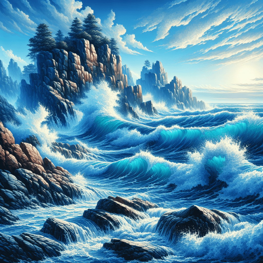 Lively Ocean Waves Painting By Diamonds Kit