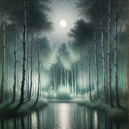Luminous Moonlit Forest Diamond Painting