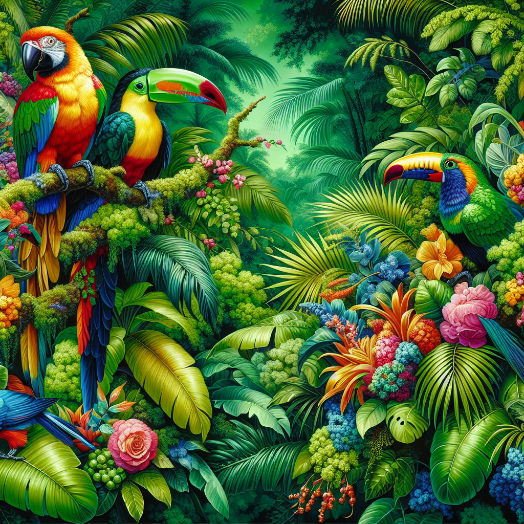 Vibrant Rainforest Birds Paint By Diamond