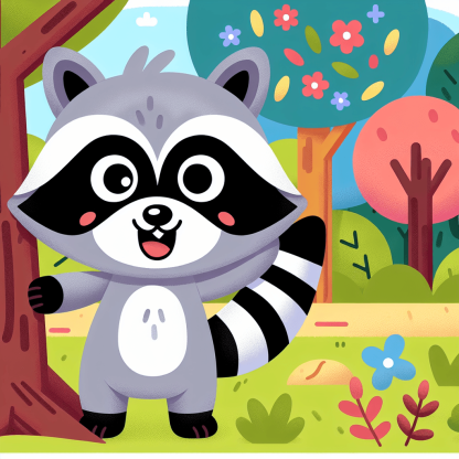 Joyful Raccoon Paint By Color