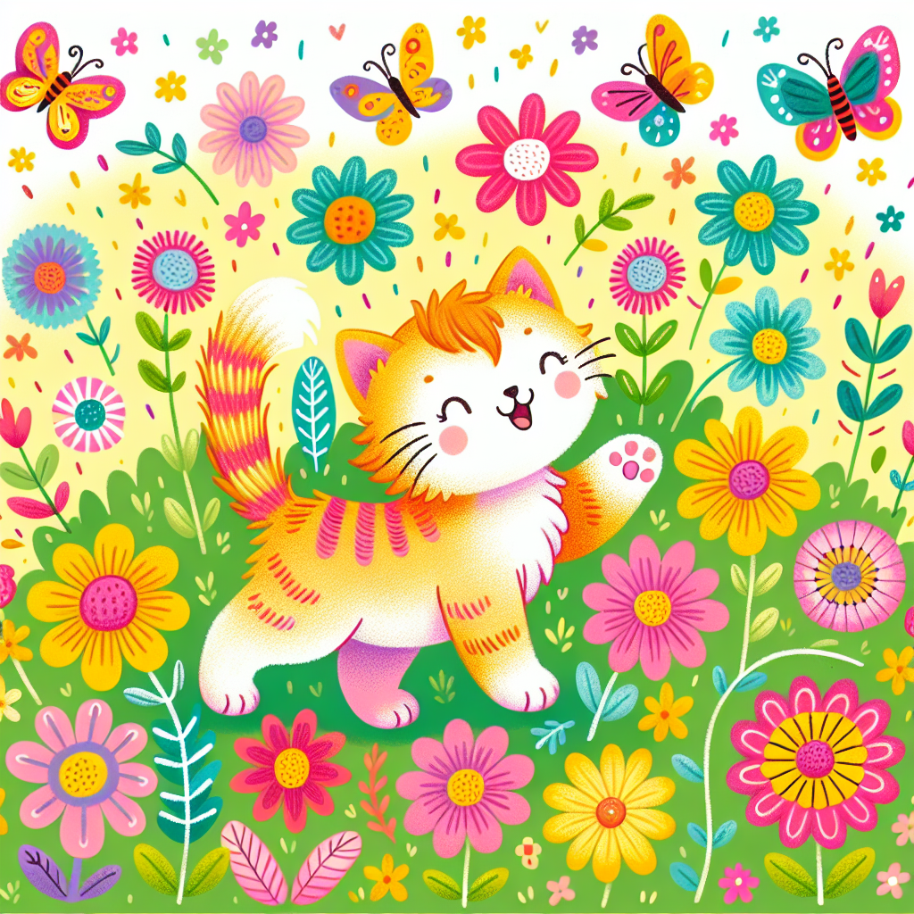 Playful Kitten In Garden Paint By Diamonds