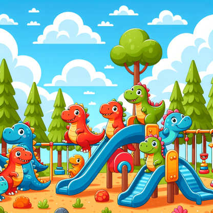 Dinosaur Playground Paint By Color