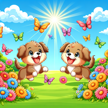 Cuddly Puppy Playtime Painting By Diamonds Kit