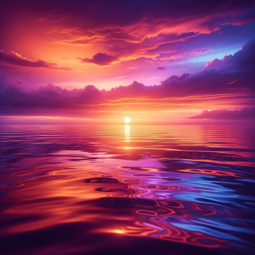 Sunset Over The Ocean Painting By Diamonds Kit