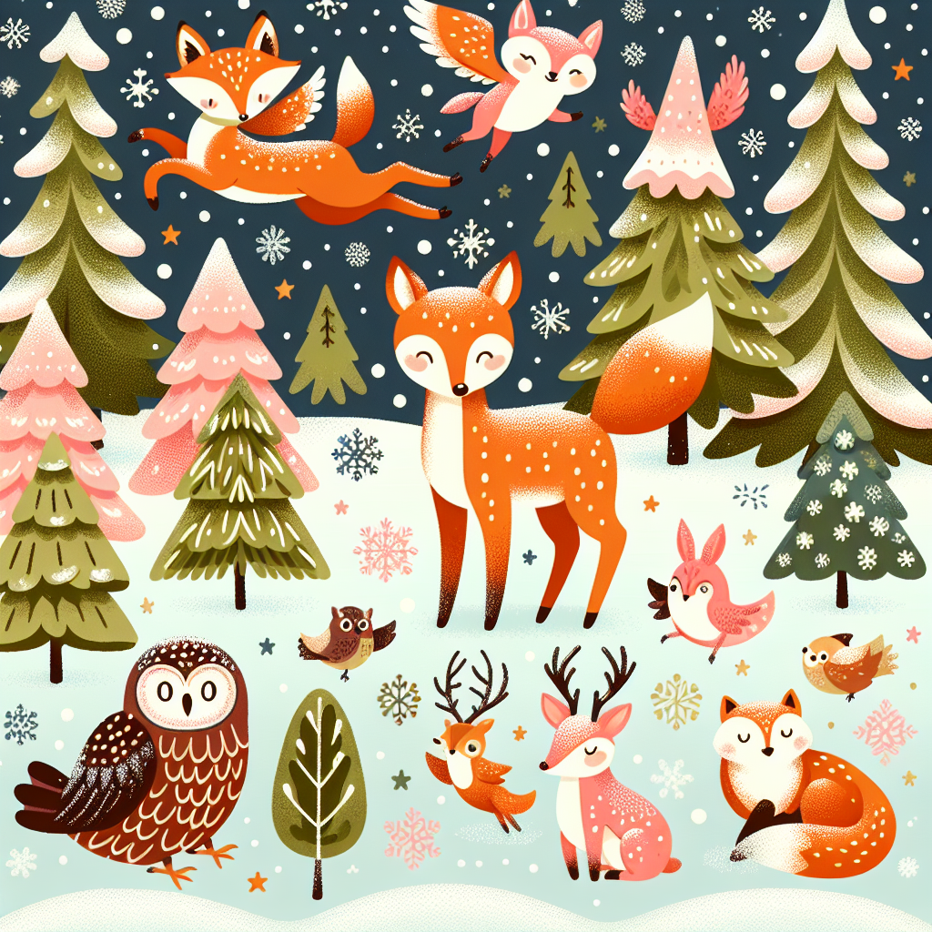 Charming Winter Wildlife Painting Diamond Kit