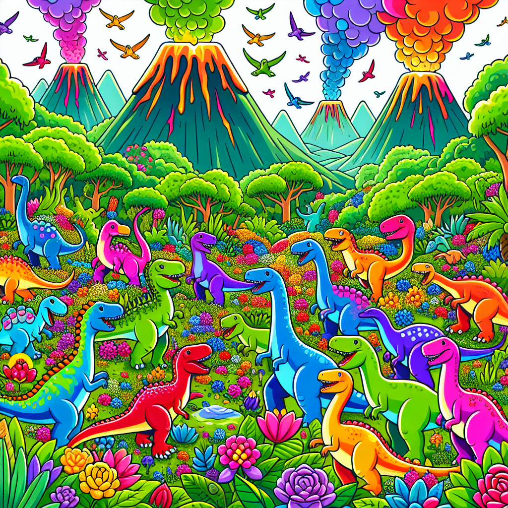Colorful Dino Party Painting By Diamonds Kit