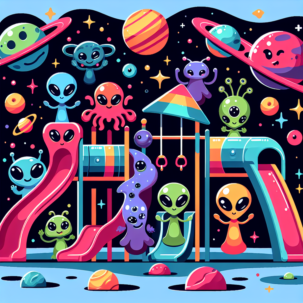 Friendly Aliens In Space Park Paint By Diamond