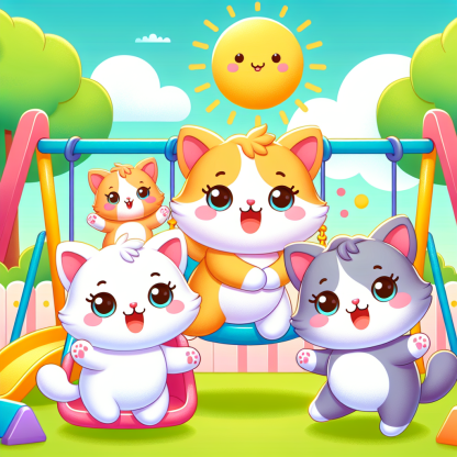 Cuddly Kitten Playground Painting By Diamonds Kit