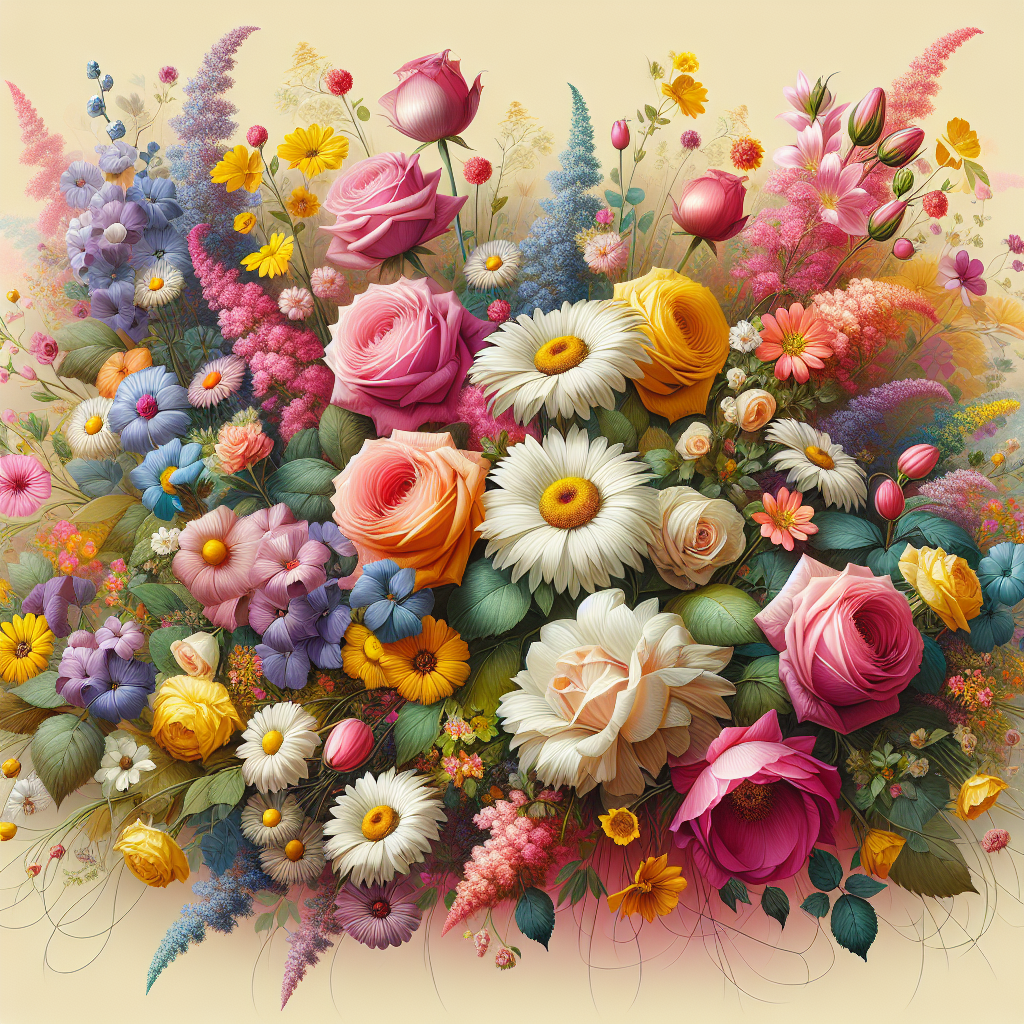 Vivid Floral Arrangement Paint By Color