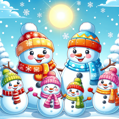 Merry Snowman Family Paint By Diamonds Kits