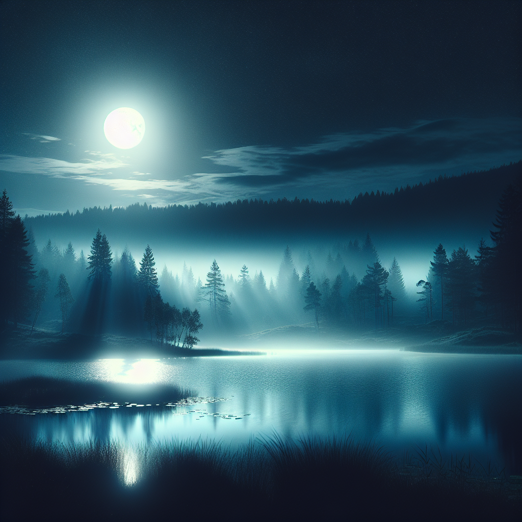 Enigmatic Moonlit Lake Painting Diamond Kit