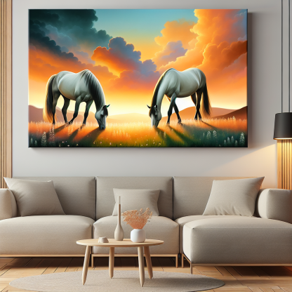 Gentle Horses At Sunrise Diamonded Painting Kits