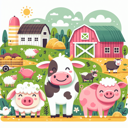 Delightful Farm Animals Paint By Diamonds Art