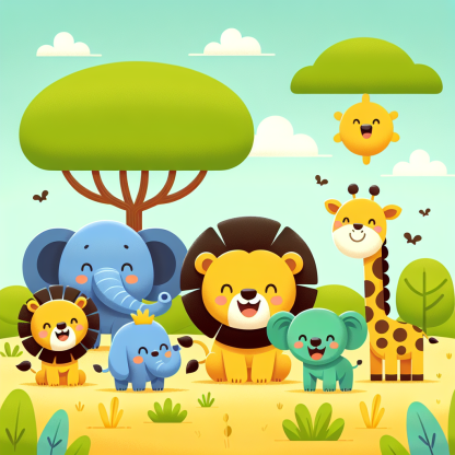 Friendly Safari Animals Paint By Diamonds Art