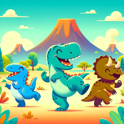 Delightful Dinosaur Dance Diamond Painting