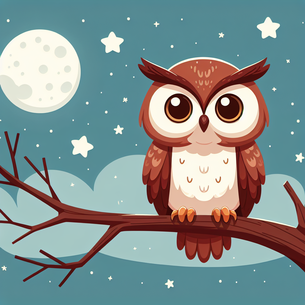 Wise Owl On A Starry Night Painting Diamond Kit