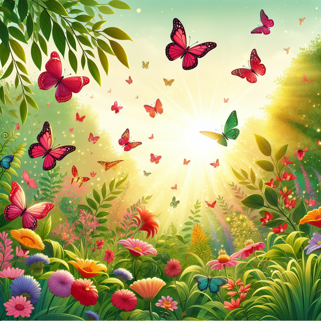 Crimson Butterfly Garden Painting Diamond Kit