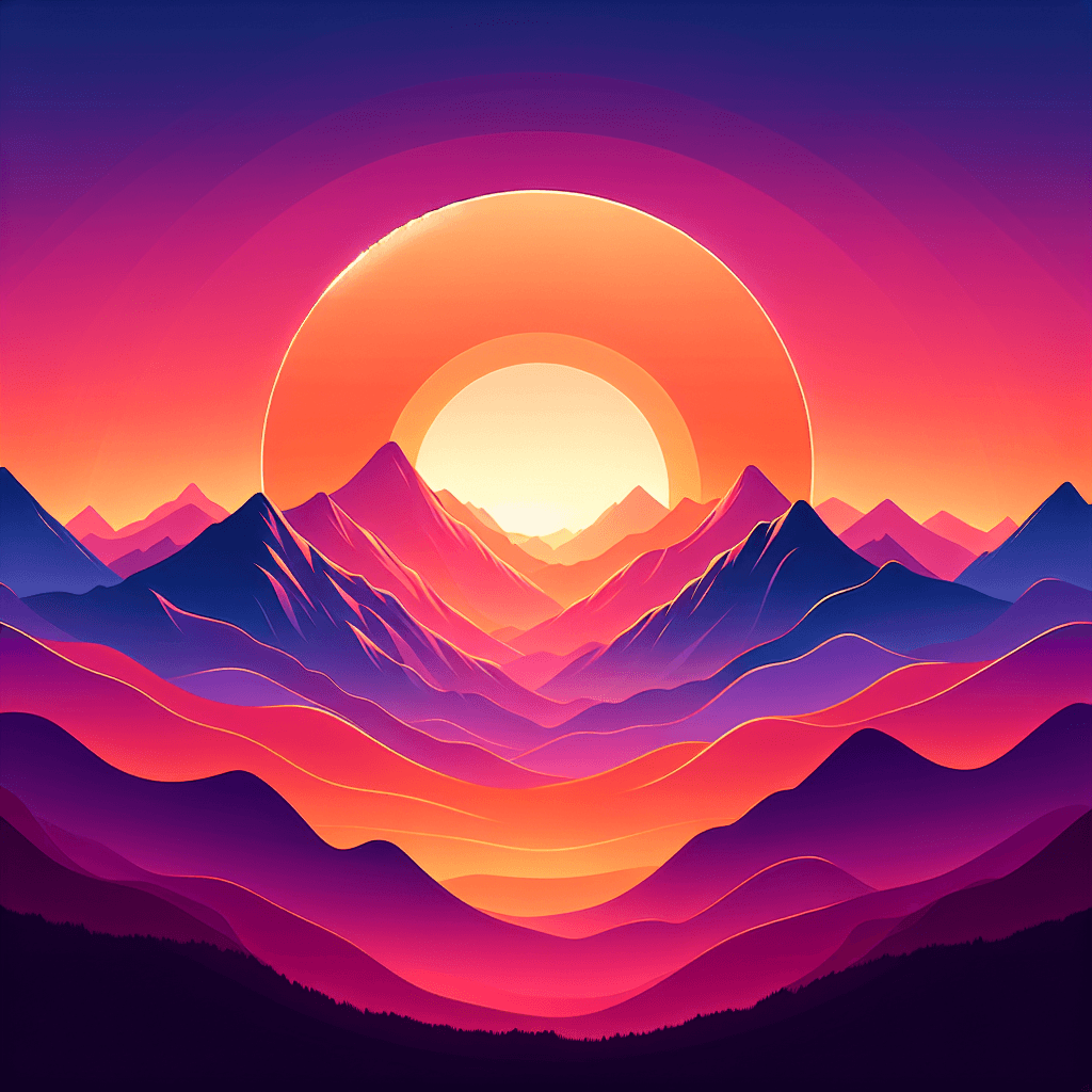 Radiant Sunset Over Mountains Paint By Color