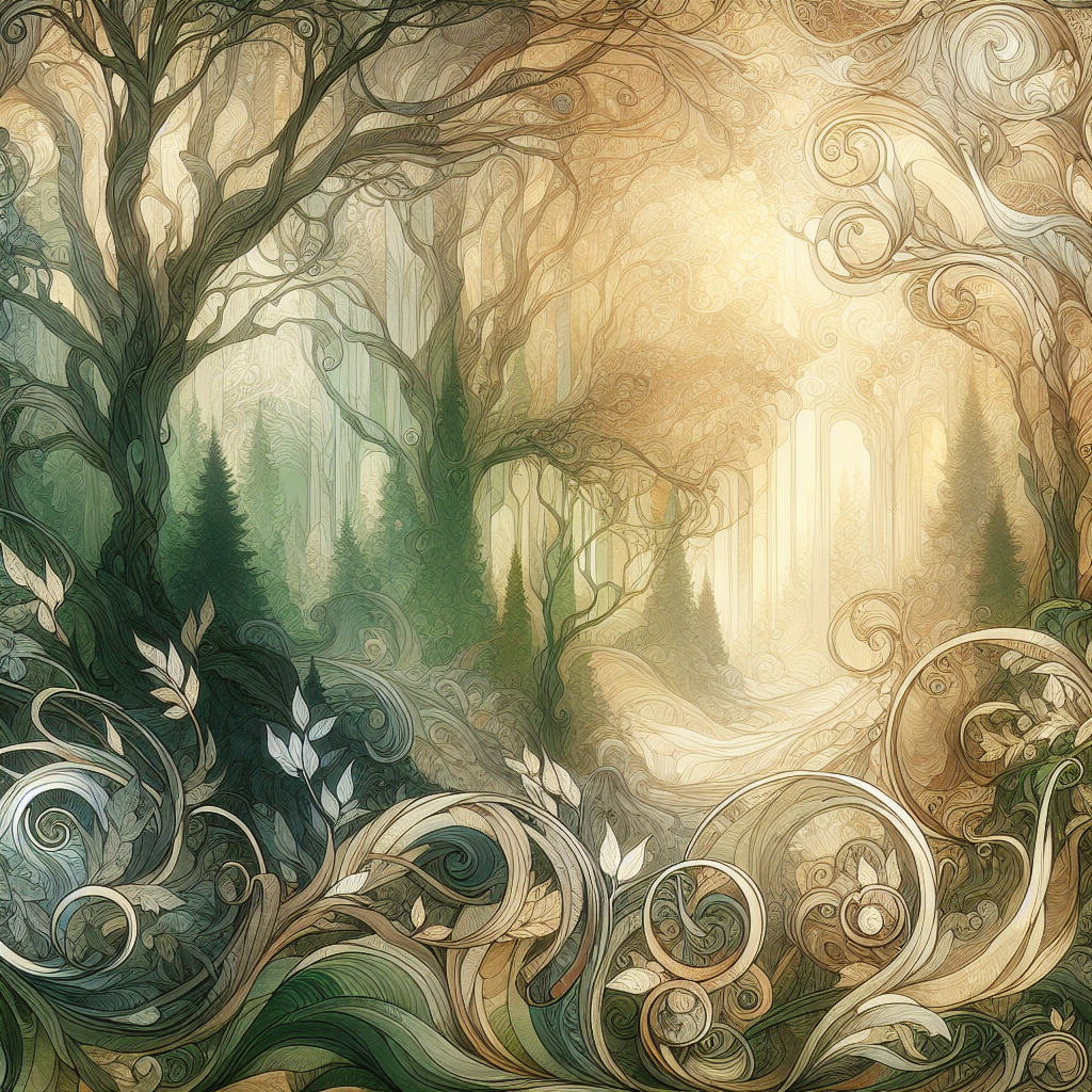 Art Nouveau Forest Painting Diamond Kit