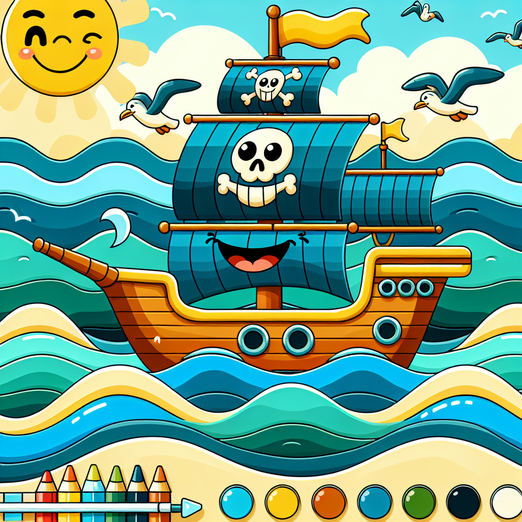 Cheerful Pirate Ship Paint By Diamonds Kits