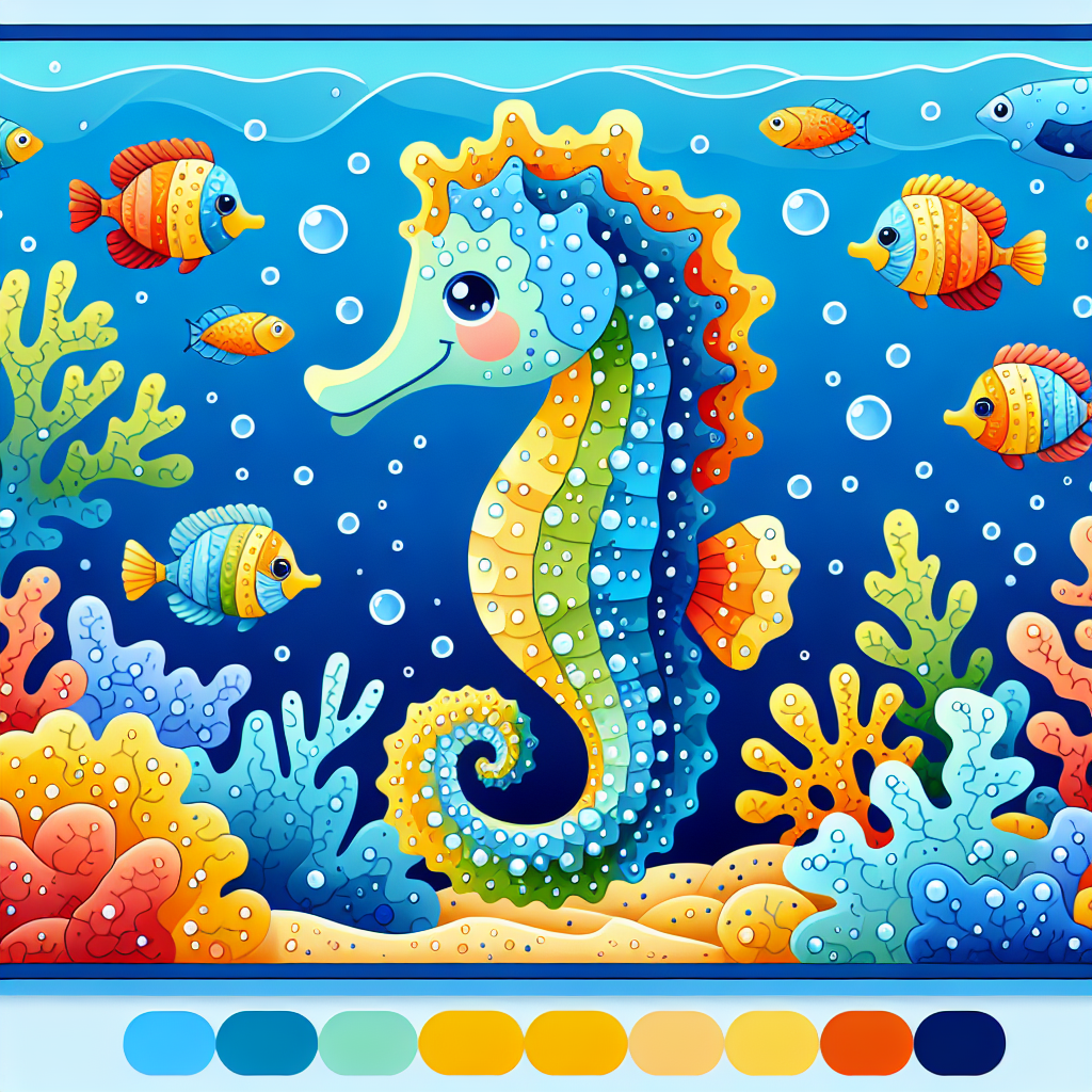 Joyful Little Seahorse Paint By Color