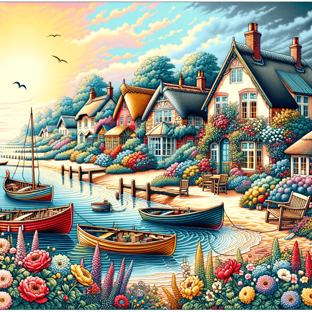 Charming Seaside Village Painting Diamond Kit
