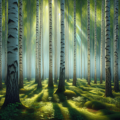 Serene Birchwood Forest Paint By Diamond